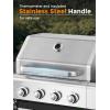 imageCOWSAR 4Burner BBQ Propane Gas Grill 44000 BTU Stainless Steel Barbecue Grill with Side Table 10000 BTU Side Burner 4 Casters Easy Mobility Ideal for Outdoor Patio Garden Picnic Backyard Cooking
