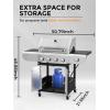 imageCOWSAR 4Burner BBQ Propane Gas Grill 44000 BTU Stainless Steel Barbecue Grill with Side Table 10000 BTU Side Burner 4 Casters Easy Mobility Ideal for Outdoor Patio Garden Picnic Backyard Cooking