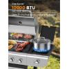 imageCOWSAR 4Burner BBQ Propane Gas Grill 44000 BTU Stainless Steel Barbecue Grill with Side Table 10000 BTU Side Burner 4 Casters Easy Mobility Ideal for Outdoor Patio Garden Picnic Backyard Cooking