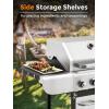 imageCOWSAR 4Burner BBQ Propane Gas Grill 44000 BTU Stainless Steel Barbecue Grill with Side Table 10000 BTU Side Burner 4 Casters Easy Mobility Ideal for Outdoor Patio Garden Picnic Backyard Cooking