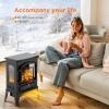 imageCOWSAR Electric Fireplace Stove Freestanding Fireplace Heater with Realistic Flame 10001500W Fireplace Heater Overheating Safety Device Thermostat Adjustable Flame Brightness