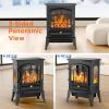 imageCOWSAR Electric Fireplace Stove Freestanding Fireplace Heater with Realistic Flame 10001500W Fireplace Heater Overheating Safety Device Thermostat Adjustable Flame Brightness
