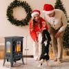 imageCOWSAR Electric Fireplace Stove Freestanding Fireplace Heater with Realistic Flame 10001500W Fireplace Heater Overheating Safety Device Thermostat Adjustable Flame Brightness