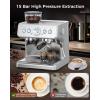 imageCOWSAR Espresso Machine 15 Bar SemiAutomatic Espresso Maker with Bean Grinder and Milk Frother Steam Wand 75 oz Removable Water Tank for Cappuccino Latte Stainless Steel normal CM8050
