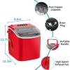 imageCOWSAR Ice Maker Countertop Portable Ice Machine with SelfCleaning 265lbs24Hrs 9 Bullet Ice Cubes in 6 Mins Ice Basket and Scoop Ideal for Home Kitchen Bar CampingDark RED