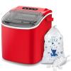 imageCOWSAR Ice Maker Countertop Portable Ice Machine with SelfCleaning 265lbs24Hrs 9 Bullet Ice Cubes in 6 Mins Ice Basket and Scoop Ideal for Home Kitchen Bar CampingDark RED