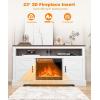 imageCowsar 60quot Fireplace TV Stand Mantel Wood Surround Firebox Freestanding Fireplace Heater Adjustable Led Flame Remote Control 750W1500W White