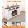 imageCowsar 60quot Fireplace TV Stand Mantel Wood Surround Firebox Freestanding Fireplace Heater Adjustable Led Flame Remote Control 750W1500W White