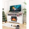 imageCowsar 60quot Fireplace TV Stand Mantel Wood Surround Firebox Freestanding Fireplace Heater Adjustable Led Flame Remote Control 750W1500W White
