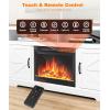 imageCowsar 60quot Fireplace TV Stand Mantel Wood Surround Firebox Freestanding Fireplace Heater Adjustable Led Flame Remote Control 750W1500W White