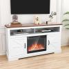 imageCowsar 60quot Fireplace TV Stand Mantel Wood Surround Firebox Freestanding Fireplace Heater Adjustable Led Flame Remote Control 750W1500W White