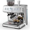 imageCOWSAR 2025 New Espresso Machines with Builtin AntiClog 20 Bar Expresso Coffee Machines with Milk Frother Steam Wand Tamping Tool Espresso Machine with Grinder for Latte Cappuccino AmericanoStainless Steel