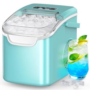 imageCOWSAR Ice Maker Countertop Portable Ice Machine with SelfCleaning 265lbs24Hrs 9 Bullet Ice Cubes in 6 Mins Ice Basket and Scoop Ideal for Home Kitchen Bar CampingLight Green