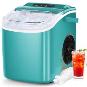 imageCOWSAR Ice Maker Countertop Portable Ice Machine with SelfCleaning 265lbs24Hrs 9 Bullet Ice Cubes in 6 Mins Ice Basket and Scoop Ideal for Home Kitchen Bar CampingGreen