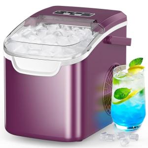 imageCOWSAR Ice Maker Countertop Portable Ice Machine with SelfCleaning 265lbs24Hrs 9 Bullet Ice Cubes in 6 Mins Ice Basket and Scoop Ideal for Home Kitchen Bar CampingPurple