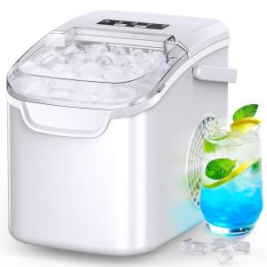 imageCOWSAR Ice Maker Countertop Portable Ice Machine with SelfCleaning 265lbs24Hrs 9 Bullet Ice Cubes in 6 Mins Ice Basket and Scoop Ideal for Home Kitchen Bar CampingLight White