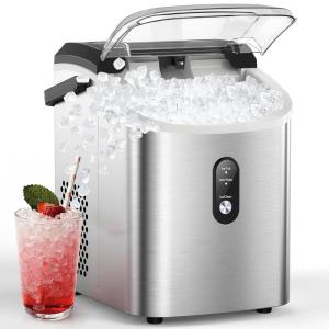 imageCOWSAR Nugget Ice Makers Countertop Pebble Ice Maker Machine with Soft Chewable Ice 34Lbs24H SelfCleaning OneClick Operation Pellet Ice Maker Countertop for HomeKitchenRVCampingSilver