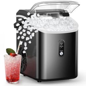 imageCOWSAR Nugget Ice Makers Countertop Pebble Ice Maker Machine with Soft Chewable Ice 34Lbs24H SelfCleaning OneClick Operation Pellet Ice Maker Countertop for HomeKitchenRVCampingBlack