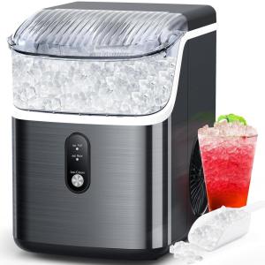 imageCOWSAR Nugget Ice Makers Countertop Soft Chewable Pellet Ice Machine with AutoCleaning Function 35Lbs24H Portable Ice Makers for Kitchen Office HomeBlackStainless Steel Black
